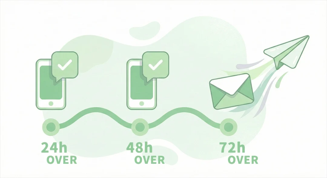 通知・メール送信と時間の関係を表す図